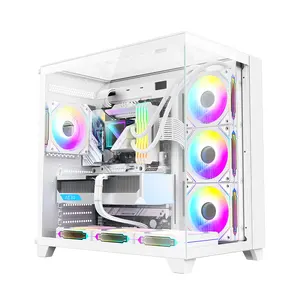 Ruix hàng không vũ trụ siêu x màu trắng thời trang xem đầy đủ giữa tháp ba bên Bảng điều khiển Tempered Glass chơi game trường hợp máy tính ATX trường hợp PC