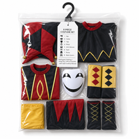 Costume de Clown Bouffon Homme Femme, Tenue d'Horreur Halloween Cosplay en Velours, Ensemble Complet Manches Longues Ajustable pour Carnaval et Jeu de Rôle