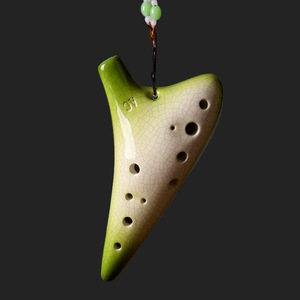 Ocarina en céramique 12 trous Alto C, couleur dégradée effet craquelé, pour débutants, instrument de musique éducatif - Product Image 4