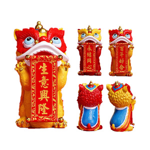 Adornos de danza del León de estilo chino, decoración del hogar, decoración tradicional de la suerte, adornos de resina - Product Image 1