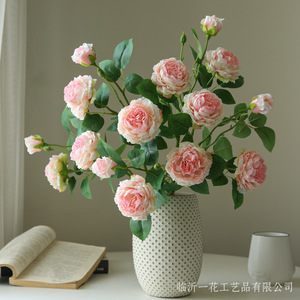 ดอกกุหลาบประดิษฐ์ ยี่ห้อ Yihua Floral Art ขนาด 53 ซม. ทำจากผ้าไหม สีชมพูขาว ตกแต่งบ้านสไตล์โมเดิร์นเรียบง่าย ช่อดอกไม้ประดับห้องนอน - Product Image 1