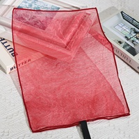 Pochette d'emballage de luxe en organza rouge pour vêtements, coussins et foulards, avec nœud, étiquette en tissu personnalisée haut de gamme, sac cadeau en organza