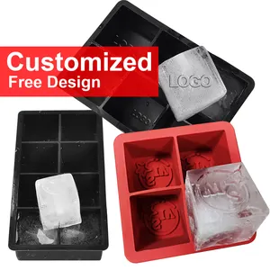 Cubo de hielo de silicona de enfriamiento personalizado, cubo de hielo transparente de cristal grande, bolas de masaje, molde portátil