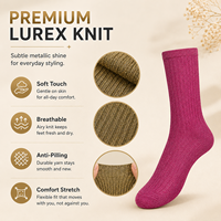 Hafif İnce Orta Boy Çoraplar Altın Gümüş İplik Polyester Spandeks Kadınlar İçin Trendy Seksi İlkbahar/Yaz/Sonbahar İçin