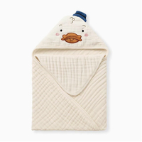 Toalla de Baño con Capucha para Bebé, 100% Algodón Tejido, Cuatro Capas, Suave y Transpirable, Manta Envolvente para Recién Nacidos, para Uso en el Baño