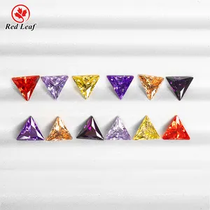 Redleaf Wholesale 3A Triangle Trillion Shape Cubic Zirconia Loose Gemstone PInk Yellow Garnet Red CZ Stone For Jewelry