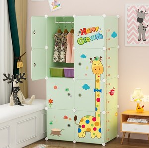 <span class=keywords><strong>Armoire</strong></span> en <span class=keywords><strong>plastique</strong></span> détachable à trois niveaux personnalisable, moderne, pour chambre d'enfant, avec cintre à vêtements et design facile à nettoyer - Product Image 4