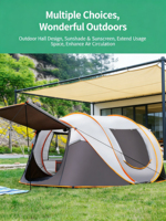 Tente de camping instantanée à une chambre pour 4 personnes avec auvent de voiture pour les sorties en famille dans le jardin, 3 saisons