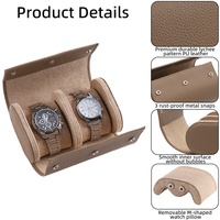 Étui de rangement pour montres, 2 emplacements, portable, luxe, en cuir PU, personnalisable avec logo, boîte de rangement pour montres
