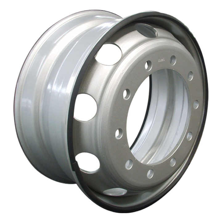 New European Type 22.5 Truck Wheel - Silver & Chrome Finish