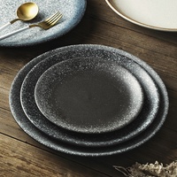 Assiette plate de style japonais classique de 12 pouces vaisselle de petit déjeuner de steak occidental plat en céramique ménager créatif avec un design peu profond