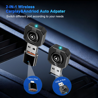 Dongle sans fil CarPlay Android Auto 2 en 1 RTL8730 5.8G WiFi double bande Bluetooth 5.4 Plug and Play Adaptateur USB-A Type-C