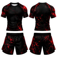 Ensemble Rash Guard BJJ Personnalisé OEM pour Hommes – T-shirt de Compression à Séchage Rapide et Short de Grappling – Fournisseur en Gros de Vêtements de Sport