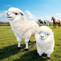 Personalizable tamaño real Animatronic Animal cabra lindo realista Merino oveja estatua con piel Real para la decoración de la granja