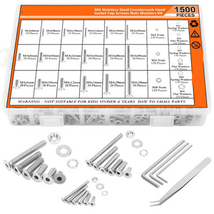 304 Stainless Steel Machine Screws Nuts Washers Kit 1500 Pieces Phillips Countersunk Head M2 M3 M4 Size Assortment - Product Image 3
