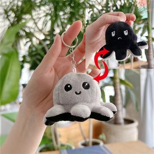 JAMELIN Porte-clés en peluche pieuvre réversible mignon de dessin animé, jouet en peluche <span class=keywords><strong>à</strong></span> faces interchangeables, breloque de <span class=keywords><strong>sac</strong></span> adorable pour filles - Product Image 6