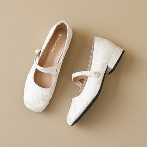 Zapatos de Novia de Cuero Genuino Premium con Suela Blanda, Estilo Mocasín, Tendencia de Moda 2026, Verano Otoño, Estilo Francés Mary Jane Casual con Tacón Cuadrado - Product Image 3
