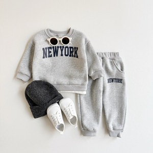 Ensemble Vêtements d'Hiver INS pour Enfants, Ensemble Sweat à Capuche Garçons Lettre <span class=keywords><strong>Velours</strong></span>, Survêtement de Sport 2 Pièces Pull et <span class=keywords><strong>Pantalon</strong></span> - Product Image 4