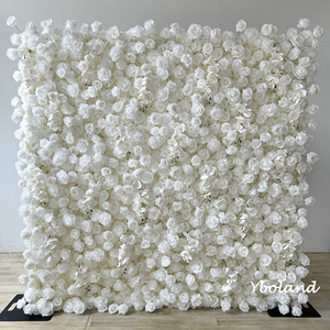 Decorazione per Matrimoni, Pannello <span class=keywords><strong>di</strong></span> <span class=keywords><strong>Fiori</strong></span> Artificiali a Parete 3D 5D, Sfondo Floreale Bianco 8ft X 8ft - Product Image 4