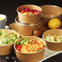 NOUVEAU Bol d'emballage jetable en papier kraft biodégradable marron rond pour salades à emporter, ODM/OEM
