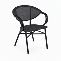 Chaise de jardin, café, parc, extérieur, en rotin PE imperméable, avec structure en fer, moderne, exquise, industrielle, livraison rapide et fiable