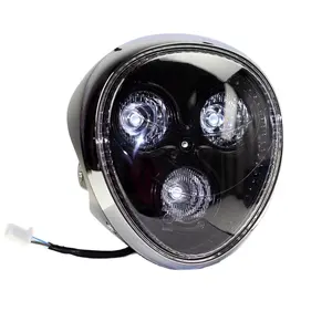 Zwarte Aap Gezicht Led Koplamp Motorfiets Koplamp Voor Cafe Racer Chopper Bobber Modellen