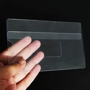 Pemegang Tag nama kartu ID bening dapat ditutup kembali PVC keras bening