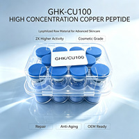 Poudre lyophilisée GHK-Cu pureté 99% couleur bleue, matière première cosmétique au cuivre pour les soins de la peau