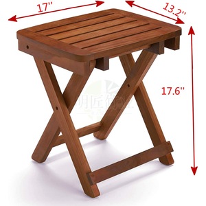 Tabouret de salle de bain pliable en bois Mingjiang, marron, pour hôtel et usage domestique, antidérapant, pour la douche et le changement de chaussures - Product Image 5