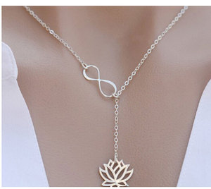 Collana Creativa Europea e Americana 2019 in Acciaio Inossidabile con Ciondolo a Forma di Numero e Loto - Product Image 6