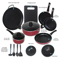 Batterie de cuisine en aluminium antiadhésive à base chauffante polyvalente de 15 pièces de bonne qualité, facile à nettoyer