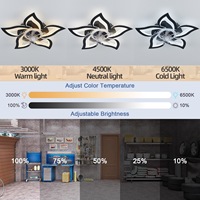 Kipas langit-langit LED 27,2 inci, kipas langit-langit LED awet Amerika dengan lampu, bunga Modern profil rendah, kipas langit-langit Flush Mount, 6 kecepatan angin gigi