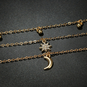 BINSHUO Multi strato luna Starburst ciondoli catena girocollo elegante collo collana gioiello per donna - Product Image 5