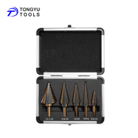 Ensemble de 5 forets étagés HSS, 1/8\" à 1-3/8\", tige à trois pans plats, fraise conique Unibit pour tôles fines, aluminium, bois, plastique, bricolage