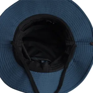 Navy Blue Summer Men And Women Designer Unisex Wholesale Custom Sun Outdoor Sport Fisherman Bucket Hats With Adjustable Ro