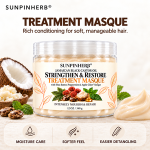SUNPINHERB Masque capillaire hydratant huile de ricin noir jamaïcain 340g cheveux bouclés en stock vente en gros OEM ODM - Product Image 2