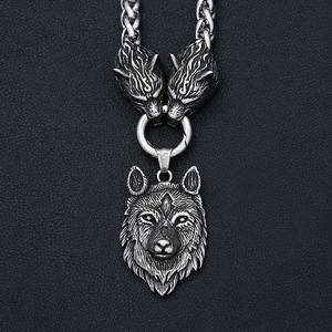 Yunnique – collier avec pendentif tête de loup en acier inoxydable pour hommes, chaîne de pull avec signe du zodiaque animal, bijoux cadeau - Product Image 4