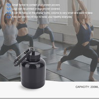 Conteneur portable personnalisé de 200 ml pour poudre protéinée - Contenant en forme de baril avec attache d'escalade, entonnoir de rangement, crochet porte-clés, qualité alimentaire sans BPA