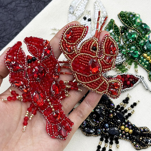 Di alta qualità 3D ricamato di perline per gamberi toppe alla moda fai da te fatte a mano gioielli sacchetto cappello decorativo tessuto adesivi - Product Image 3