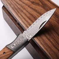 Couteau de survie en acier Damas avec manche en bois d'olivier, couteau de chasse, couteau de camping pliable pour l'extérieur