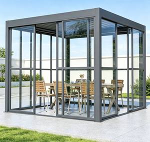 Pavillon de jardin moderne en acier, abri extérieur imperméable avec toit métallique pour villa, cour et aménagement paysager - Product Image 2