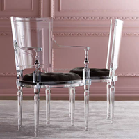 Chaise d'appoint moderne en acrylique avec pieds en acrylique transparent, coussin en velours, design italien, mobilier pour la maison