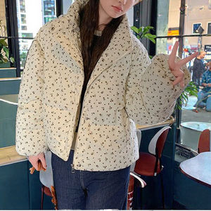 Nueva Chaqueta de algodón Floral de moda coreana para mujer, cuello alto largo transpirable con cierre de cremallera, ropa de abrigo informal para verano - Product Image 3