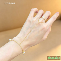 Bijoux pour femmes élégants et brillants, plaqué or 18 carats, acier inoxydable, bracelet à fleurs en zircon, bague réglable, chaîne pour doigt