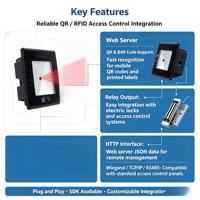Lector de Control de Acceso con Red RJ45 TCP/IP, Lector de Tarjetas con Código QR, Escáner RFID NFC de 125Khz y 13.56Mhz, con Relé de Control de Acceso