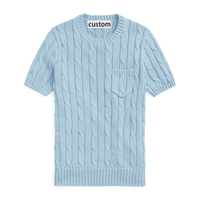 Logo personnalisé femmes à manches courtes couleur unie tricot mince pull décontracté câble pull d'été en tricot