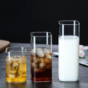 Ventes chaudes 250ml/350ml/450ml Tasses à <span class=keywords><strong>café</strong></span> et à jus/lait en verre borosilicate sans plomb carrées Verres à boire soufflés à la main - Product Image 1