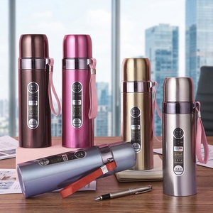 Vente en gros Thermos Bullet Fiole à vide Tasse de gymnastique thermique 500ML Bouteille de sport isolée Acier inoxydable 304 avec sangle - Product Image 1