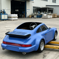 Kart électrique rétro bleu profond luxueux avec sièges en cuir véritable, éclairage d'ambiance couleur optionnelle, idéal pour la location commerciale
