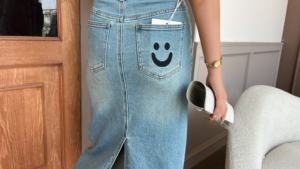 Jeans service OEM Modèle personnalisé Être livré <span class=keywords><strong>de</strong></span> force élastique Perceuse faciale brodée <span class=keywords><strong>de</strong></span> haute qualité La jupe 7359 # - Product Image 5